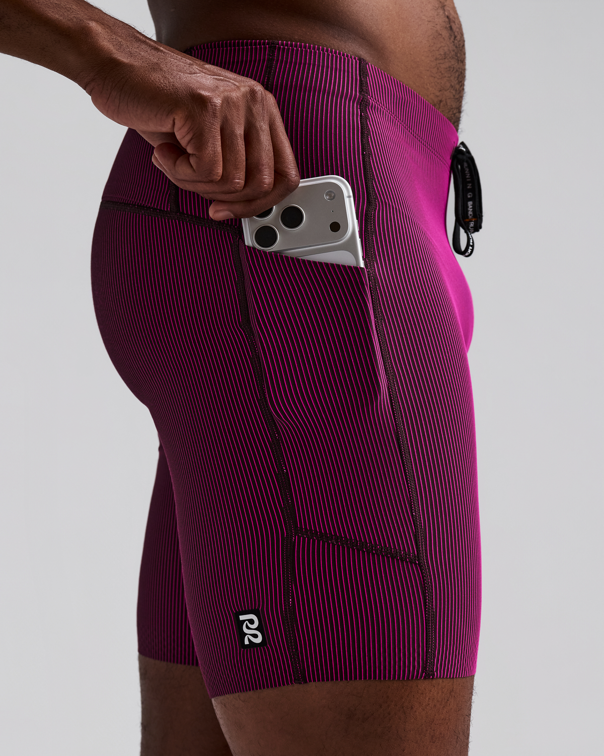 Men's Striped Cadence™ Quarter Tights - Espresso / Azalea