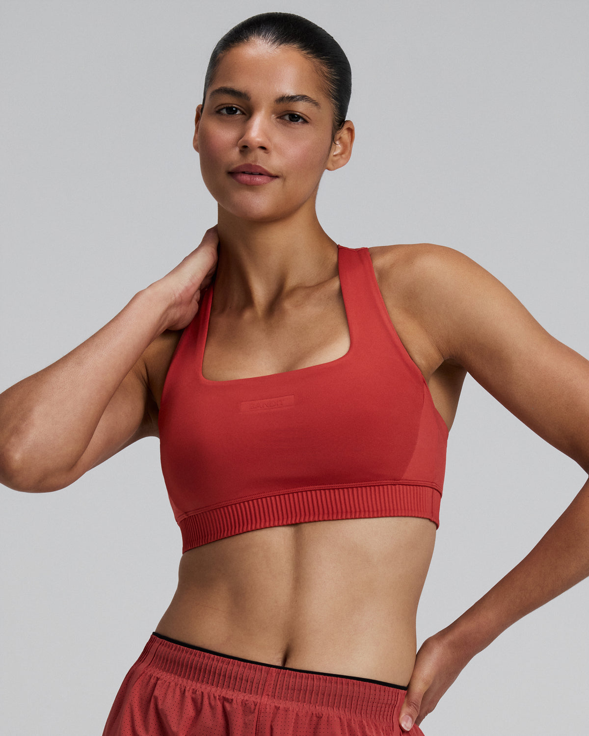 Women's Stamina-V™ Square Neck Run Bra - Rusted Apricot