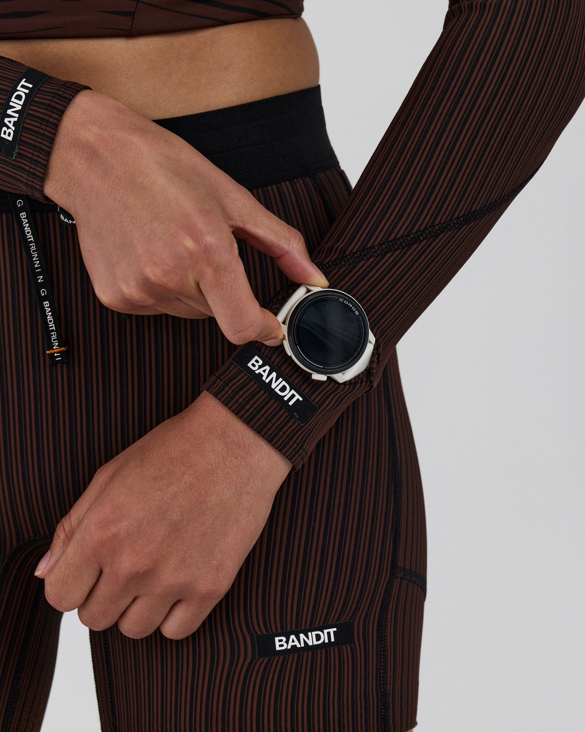 Striped Cadence™ Compression Sleeves - Cacao / Black