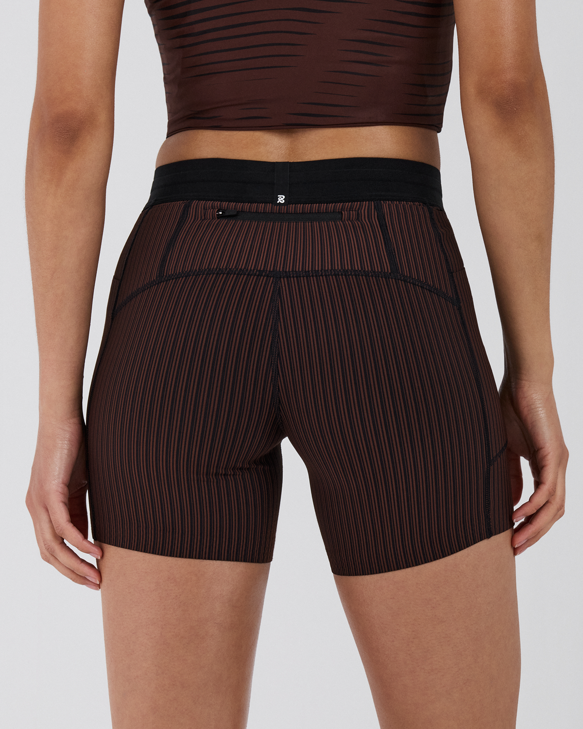 Women's Striped Cadence™ 5" Compression Shorts - Cacao / Black