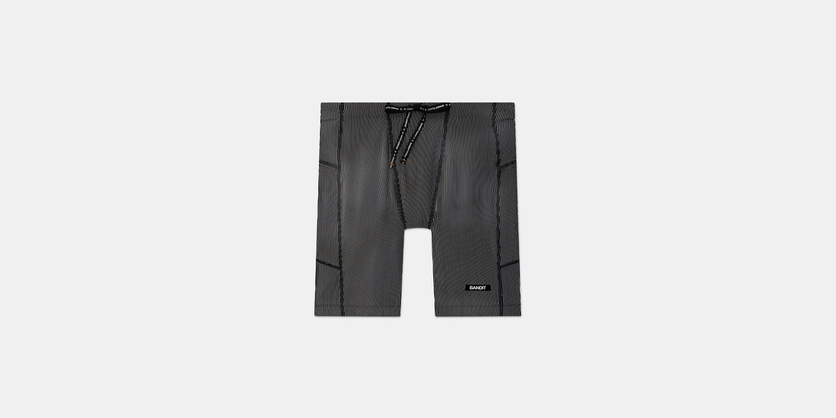 Striped Cadence™ 7 Pocket Half Tights - Black with Chalk