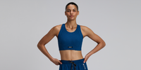 Thumbnail of Women's Striped Cadence™ Longline Bra - Ink Blue / Aegean