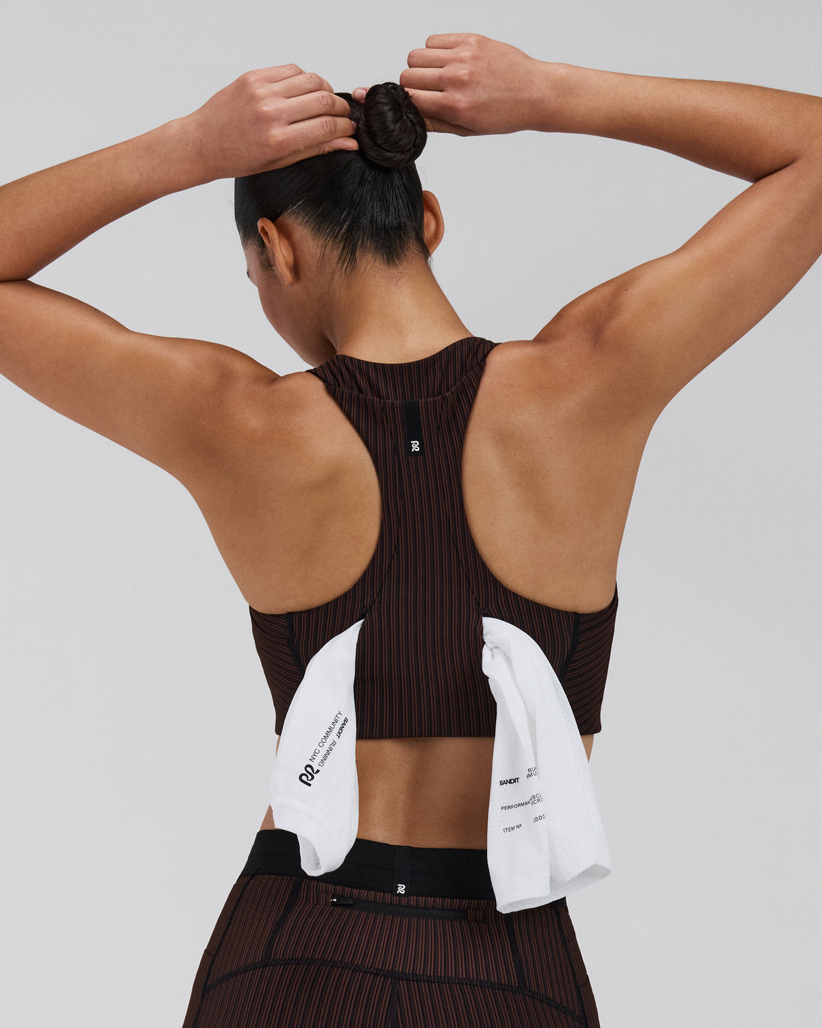 Women's Striped Cadence™ Longline Bra - Cacao / Black
