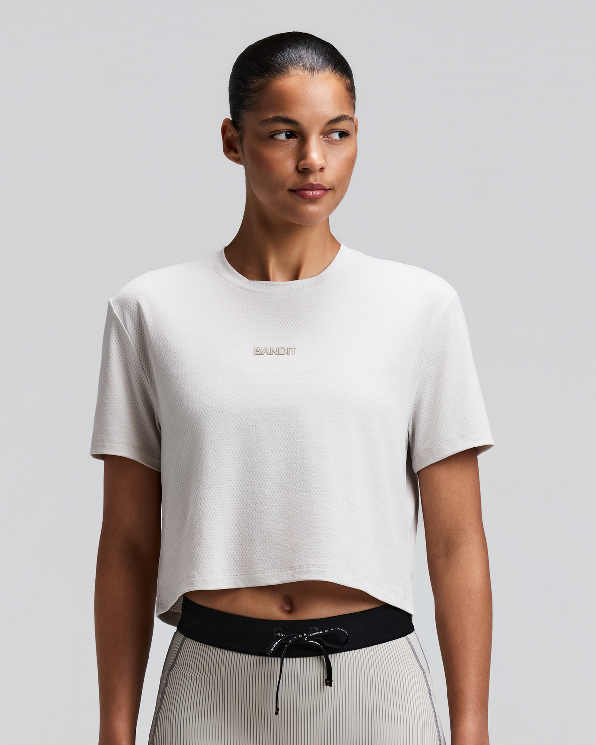 Women's Micromesh™ Cropped Run Tee - Plaster