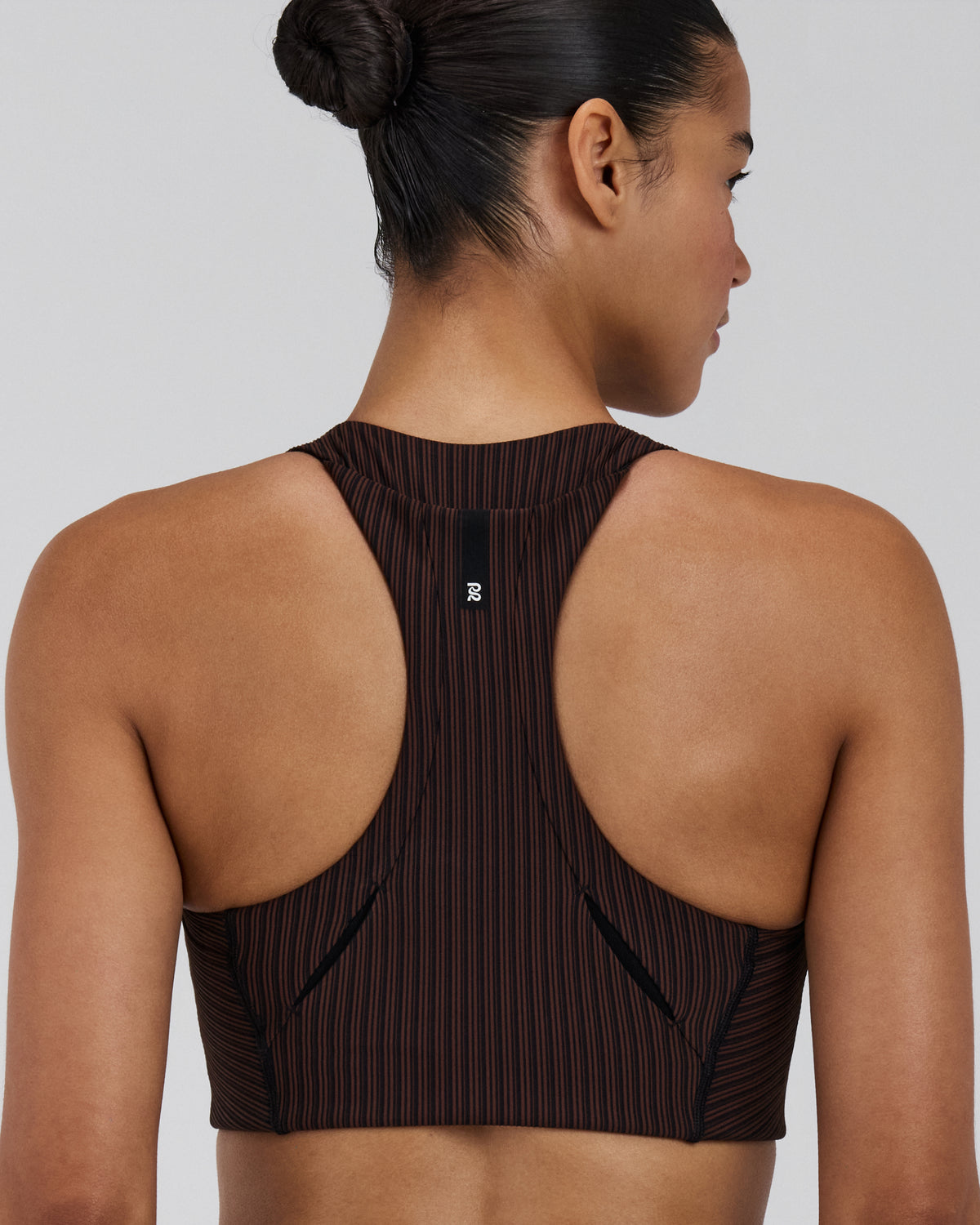 Women's Striped Cadence™ Longline Bra - Cacao / Black