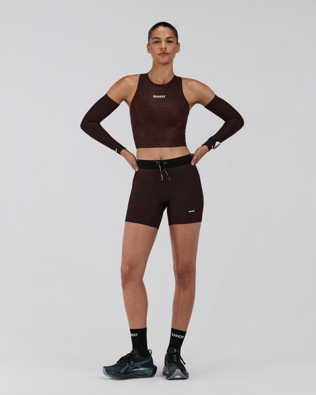 Striped Cadence™ Compression Sleeves - Cacao / Black