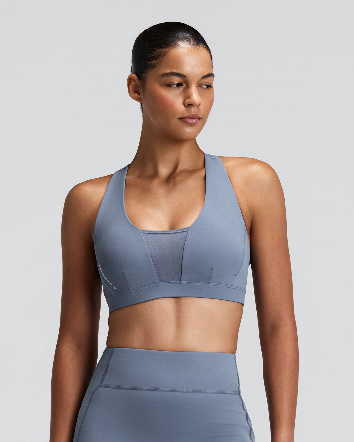 Women's Vanisher™ GeoMesh™ V-Neck Run Bra - Steel Horizon