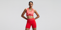 Thumbnail of Women's Vanisher™ Reverso™ Scoop Neck Run Bra - Growing Grid - Poppy