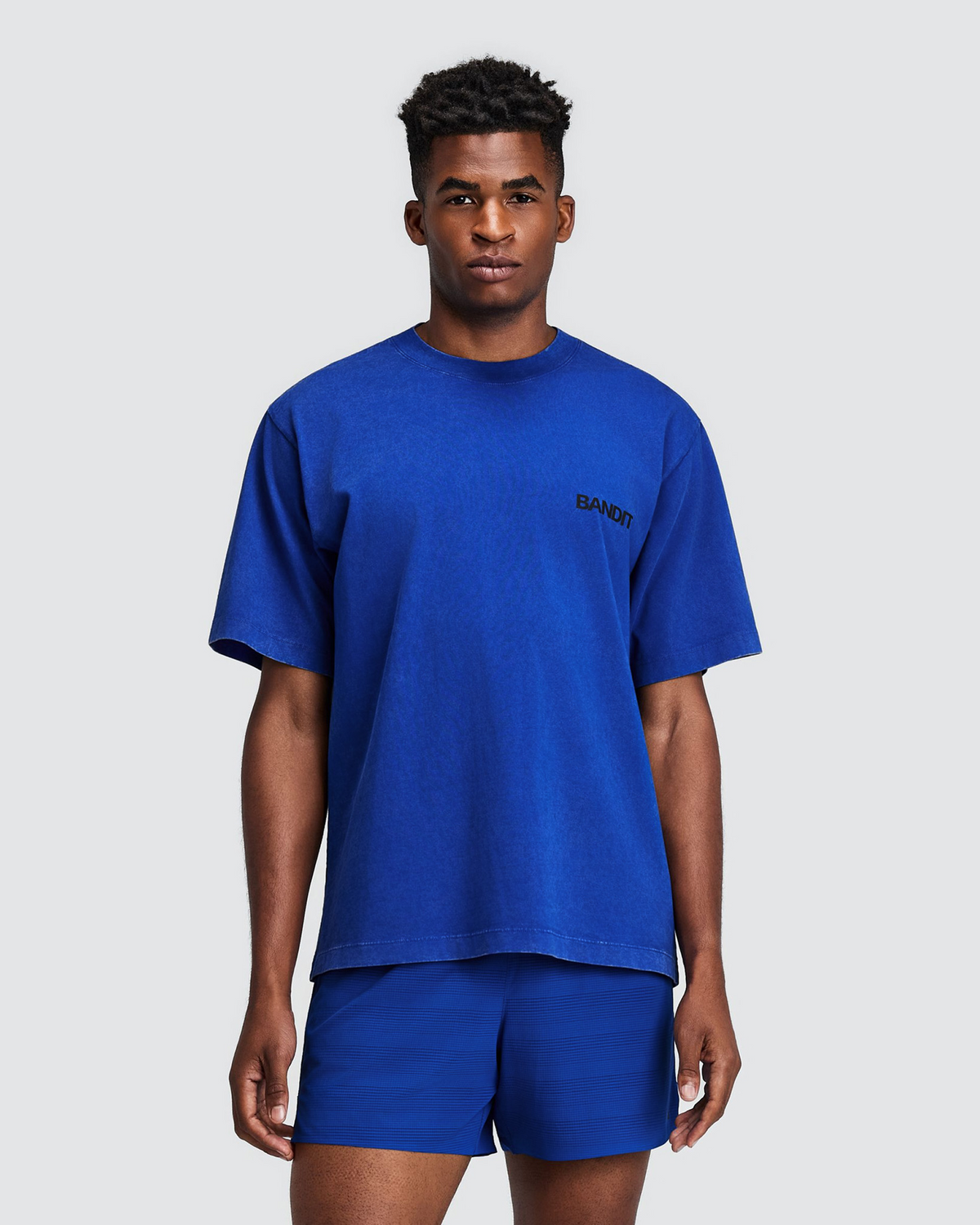 Unisex Cotton Tee - Melted Marble Current - Bauhaus Blue