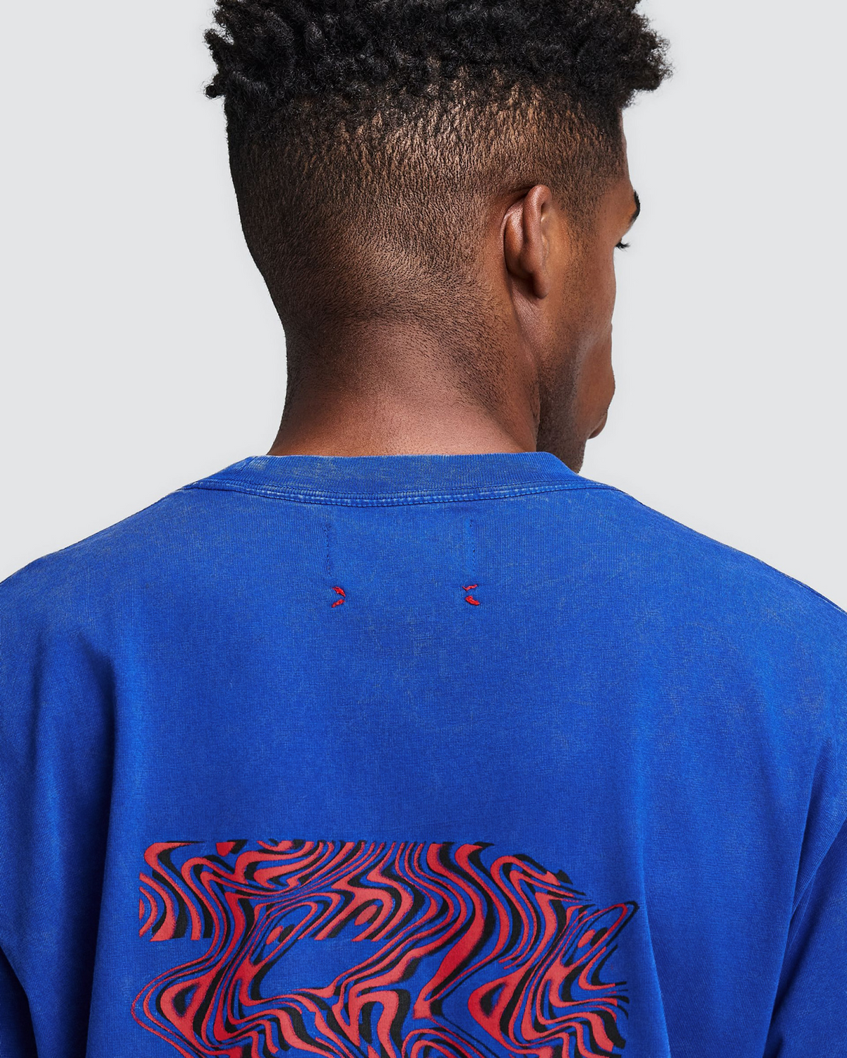 Unisex Cotton Tee - Melted Marble Current - Bauhaus Blue