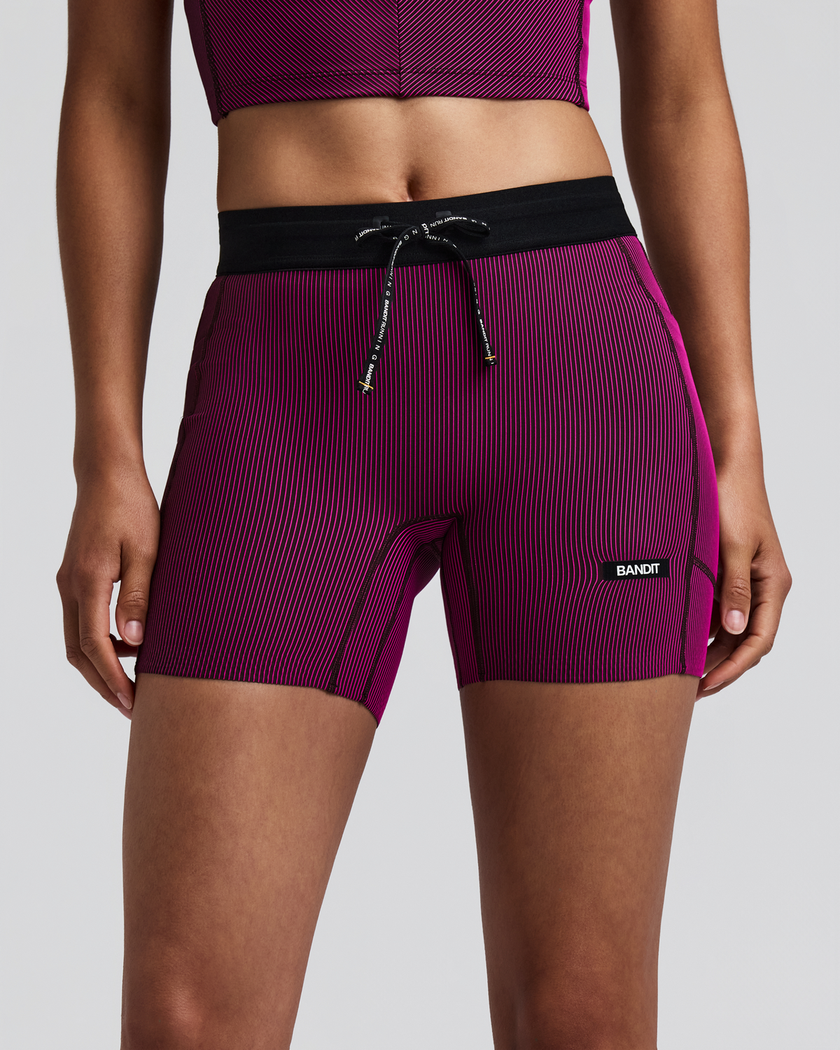 Women's Striped Cadence™ 5" Compression Shorts - Espresso / Azalea