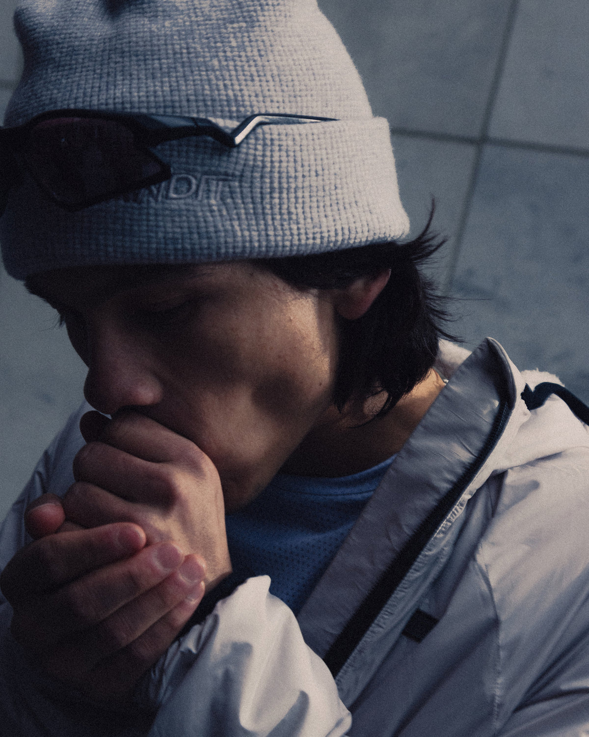 Embroidered Waffle Logo Beanie - Heather Grey
