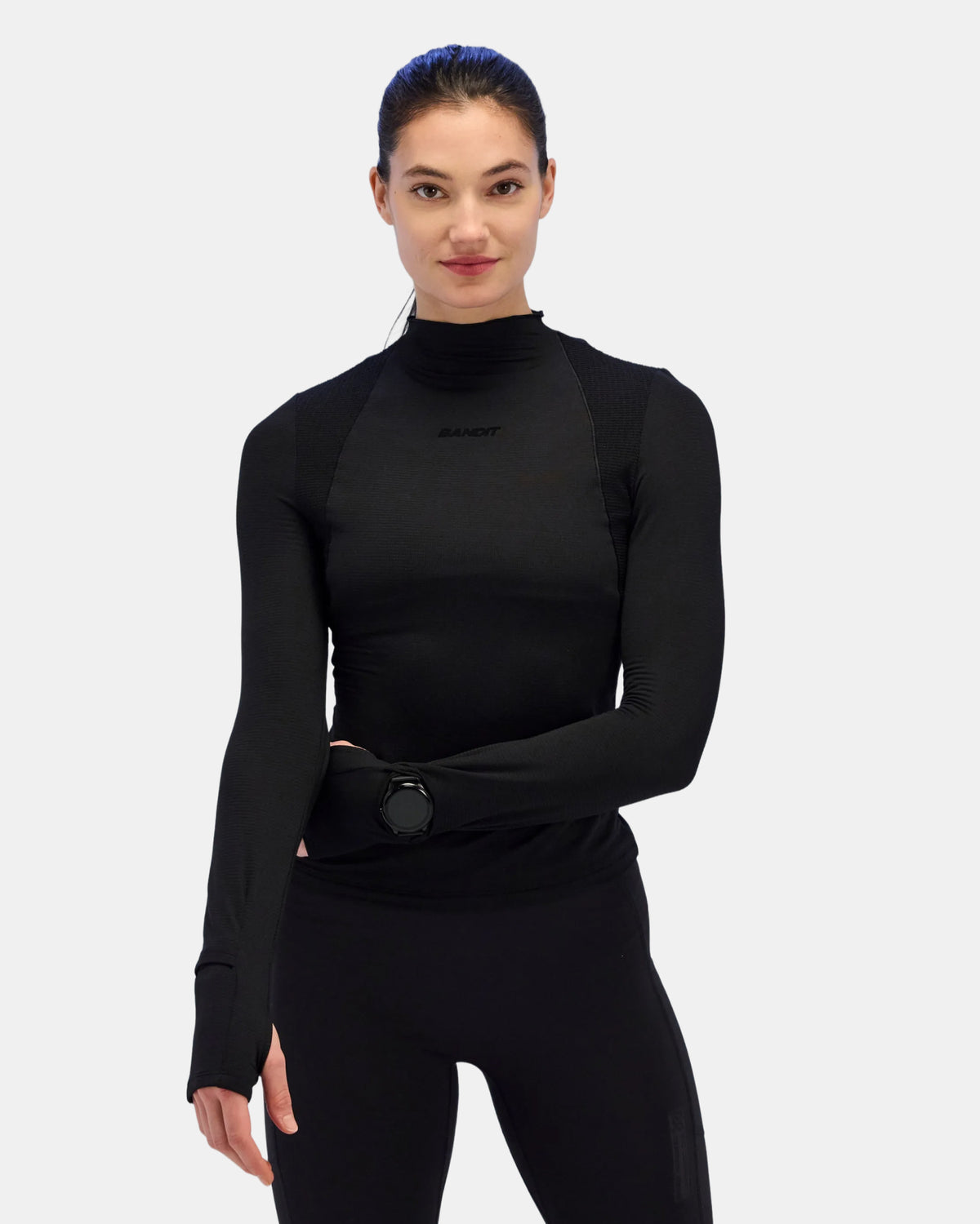 Women's AuraGrid™ Mockneck Performance Top - Black