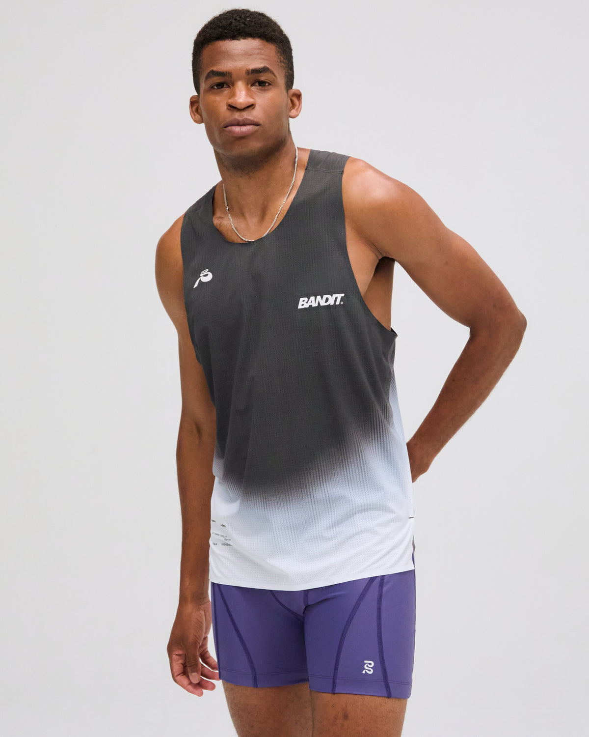 Vento™ Performance Singlet - Black with Chalk Gradient