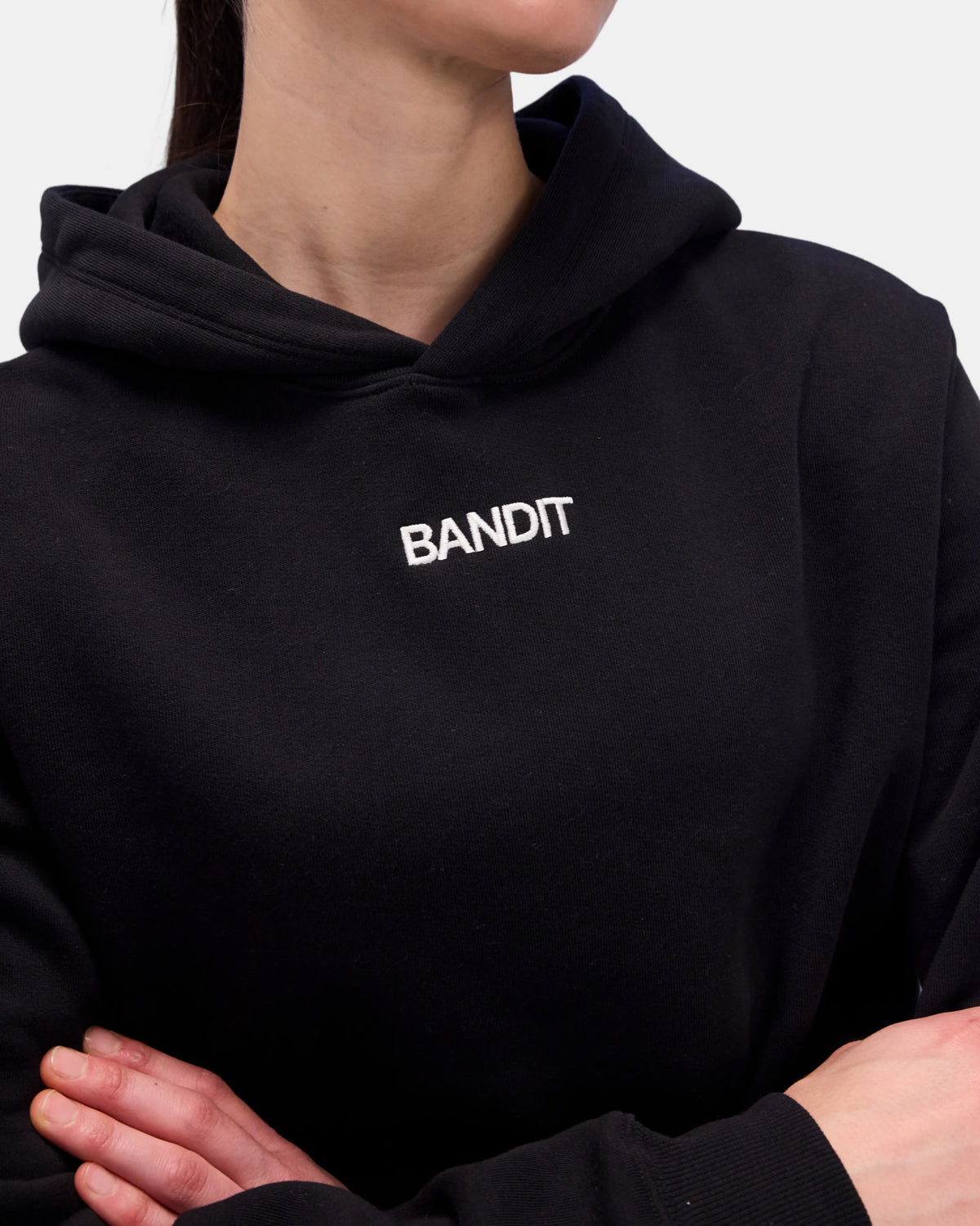 Women's Stitch Logo Cropped Hoodie - Black