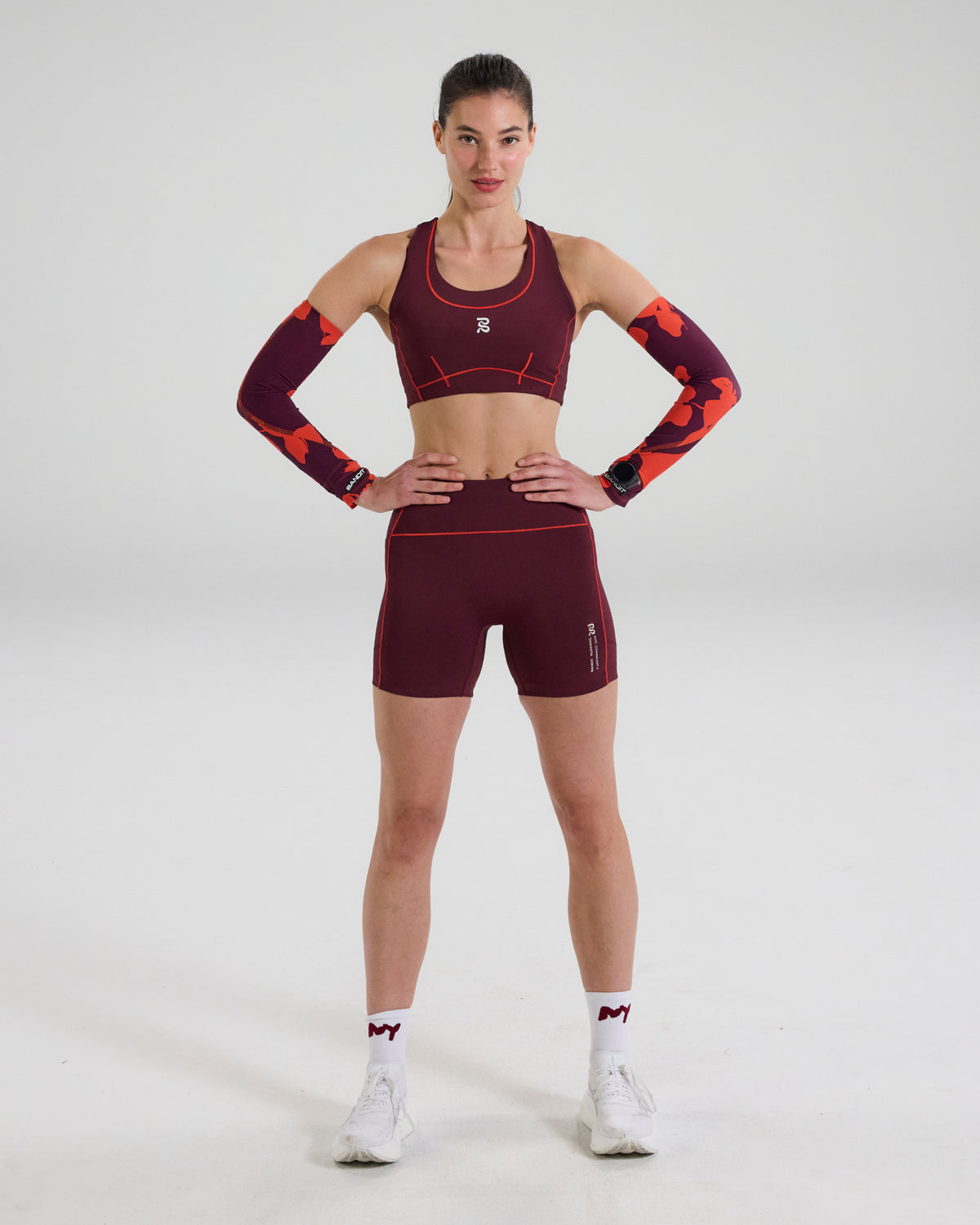 Cadence™ Compression Sleeves - Fleura, Fig / Intense Red