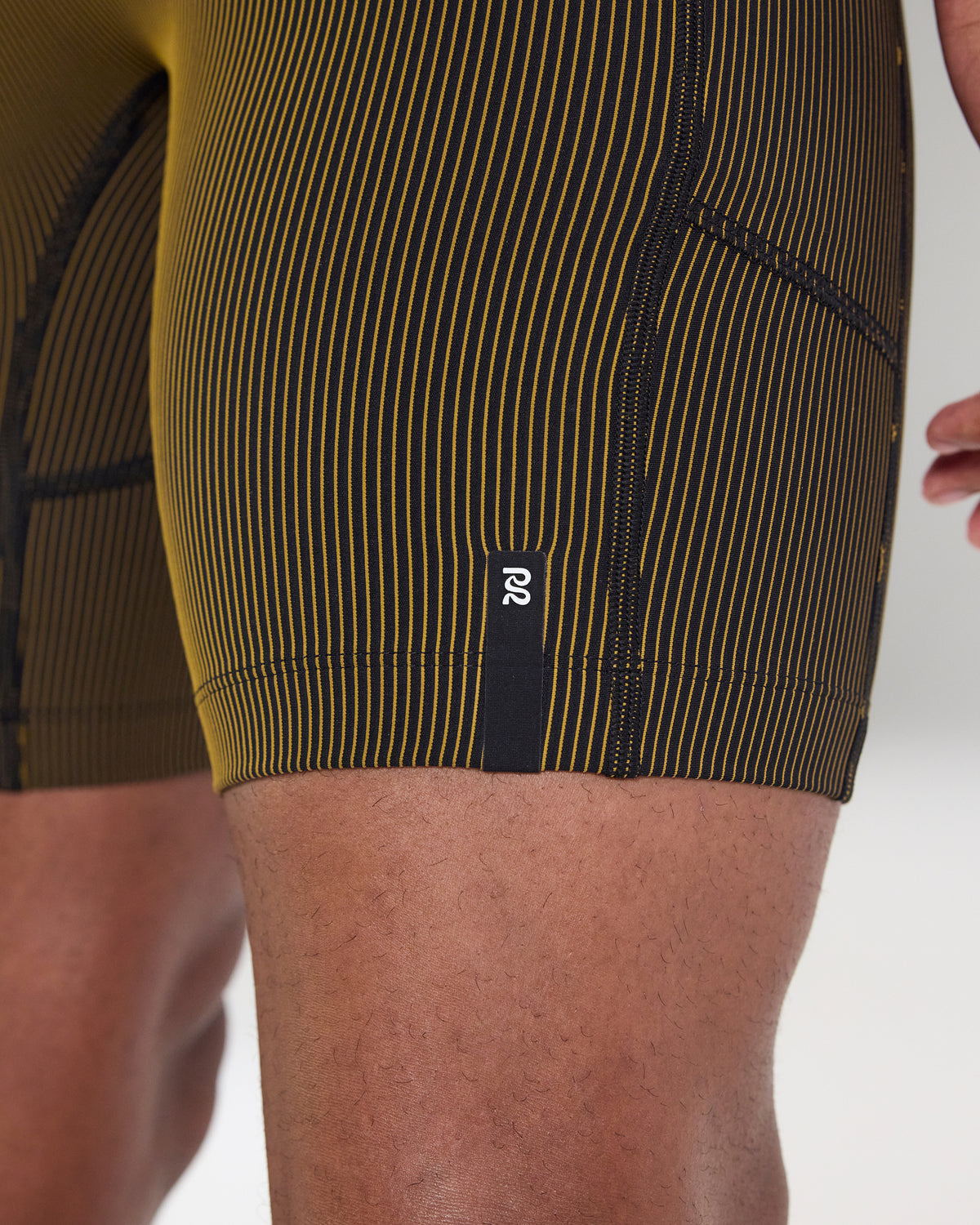 Striped Cadence™ 7 Pocket Half Tights - Black / Dijon