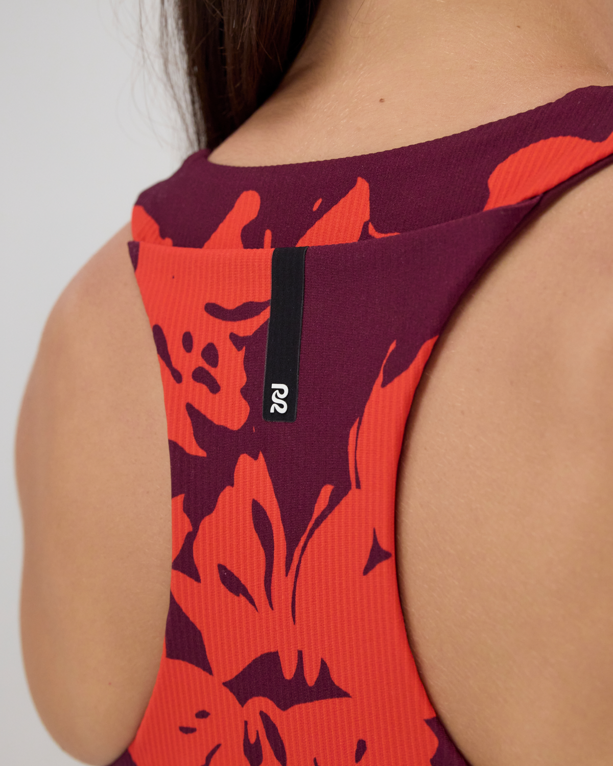Cadence™ Zip Front Race Crop - Fleura, Fig / Intense Red