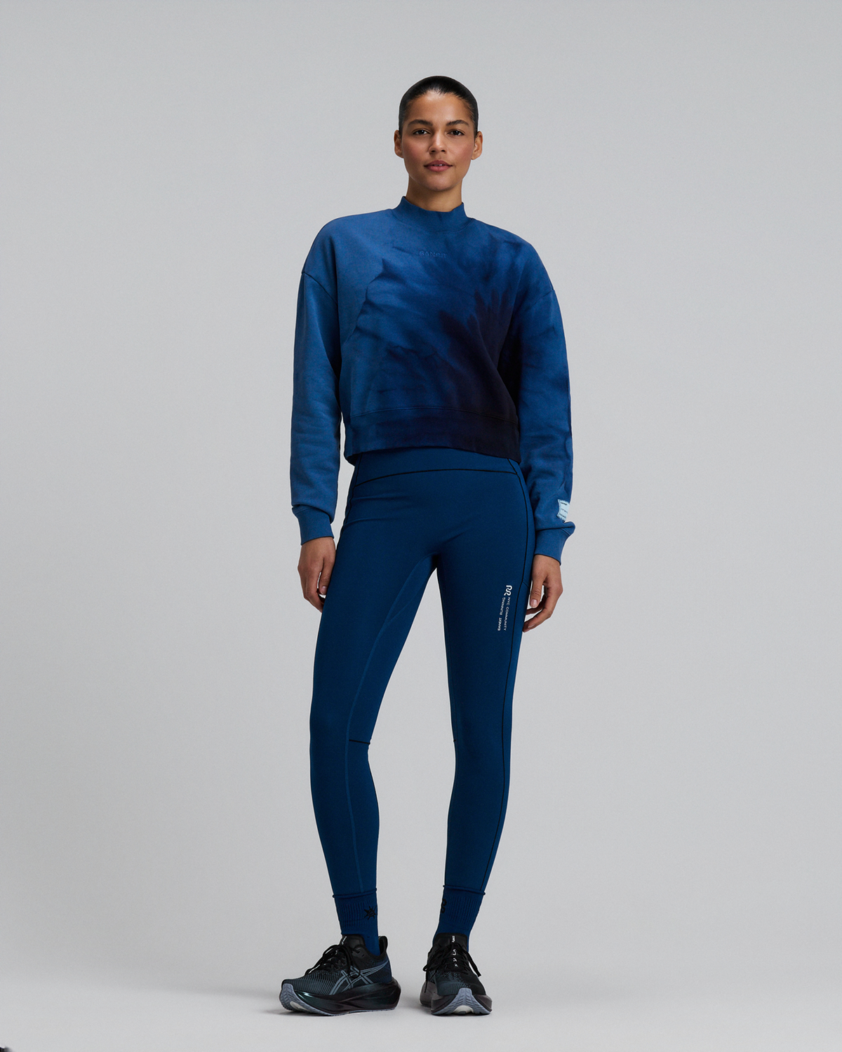 Women's Cropmock Pullover - Aegean Blue Wave Print