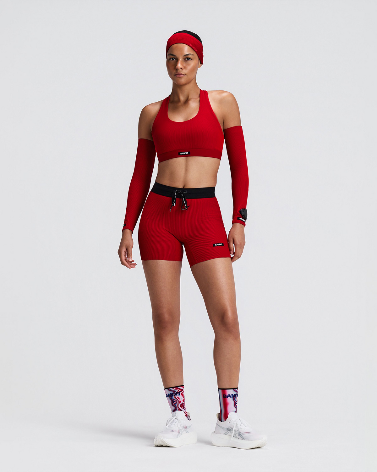 Striped Cadence™ Compression Sleeves - Oxide Red / Signal Red