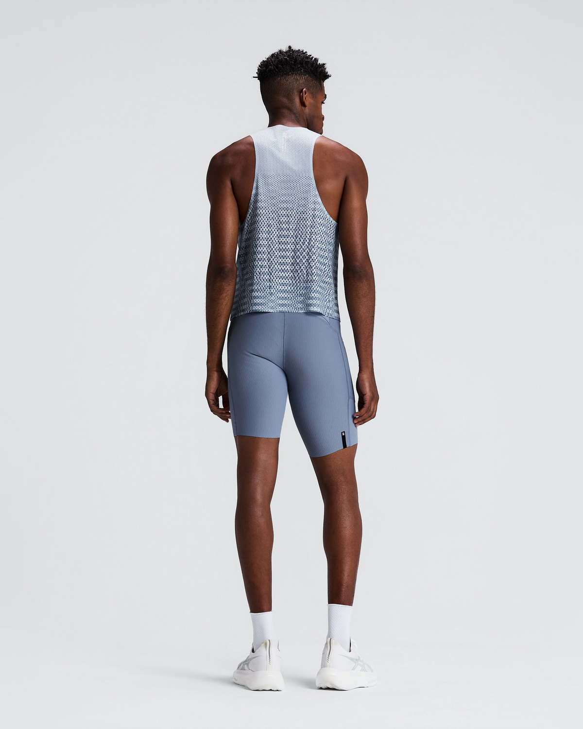Men's Striped Cadence™ Half Tights - Steel Horizon / Pavilion Blue