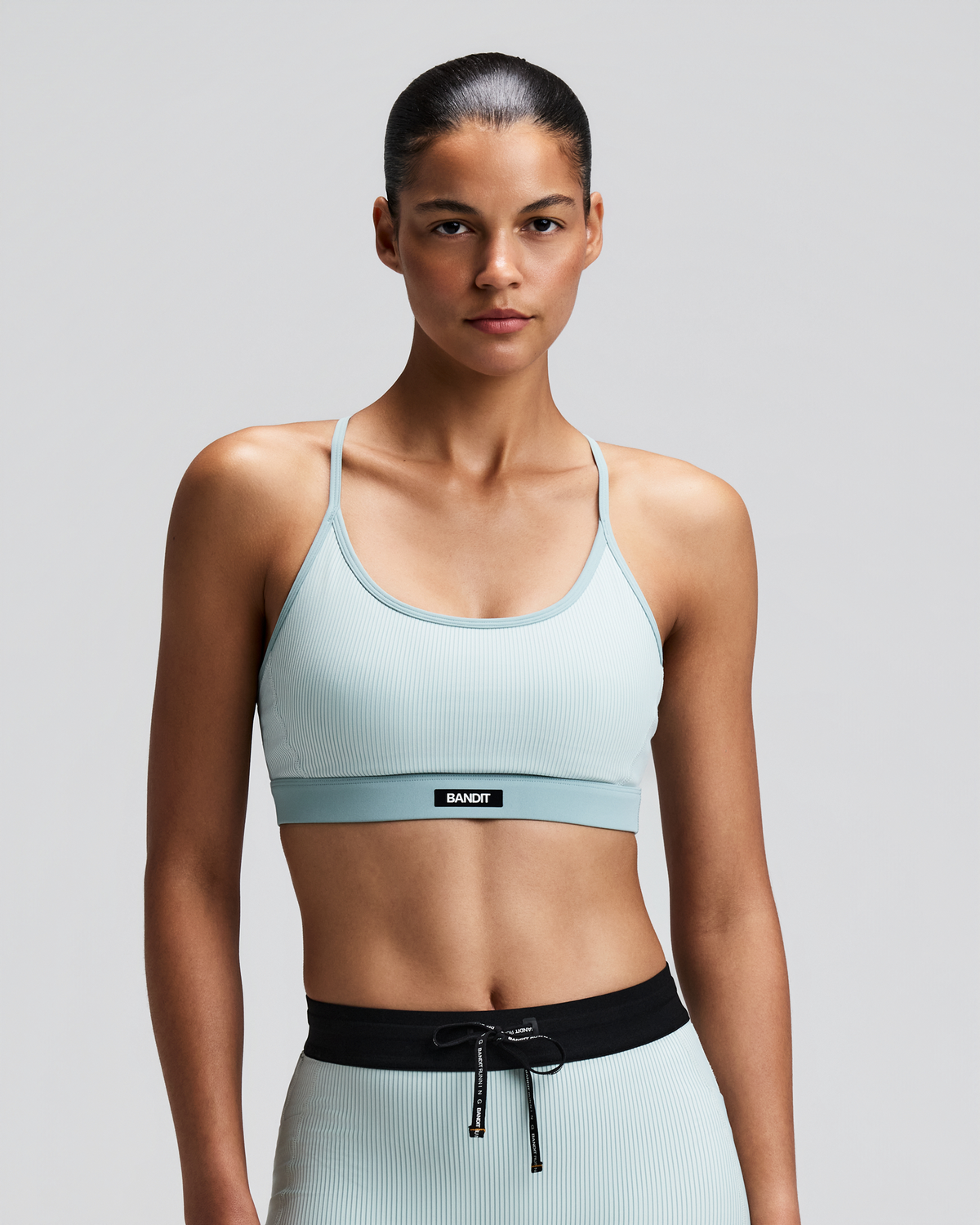 Women's Striped Cadence™ Strappy Run Bra - Mist / Lagoon
