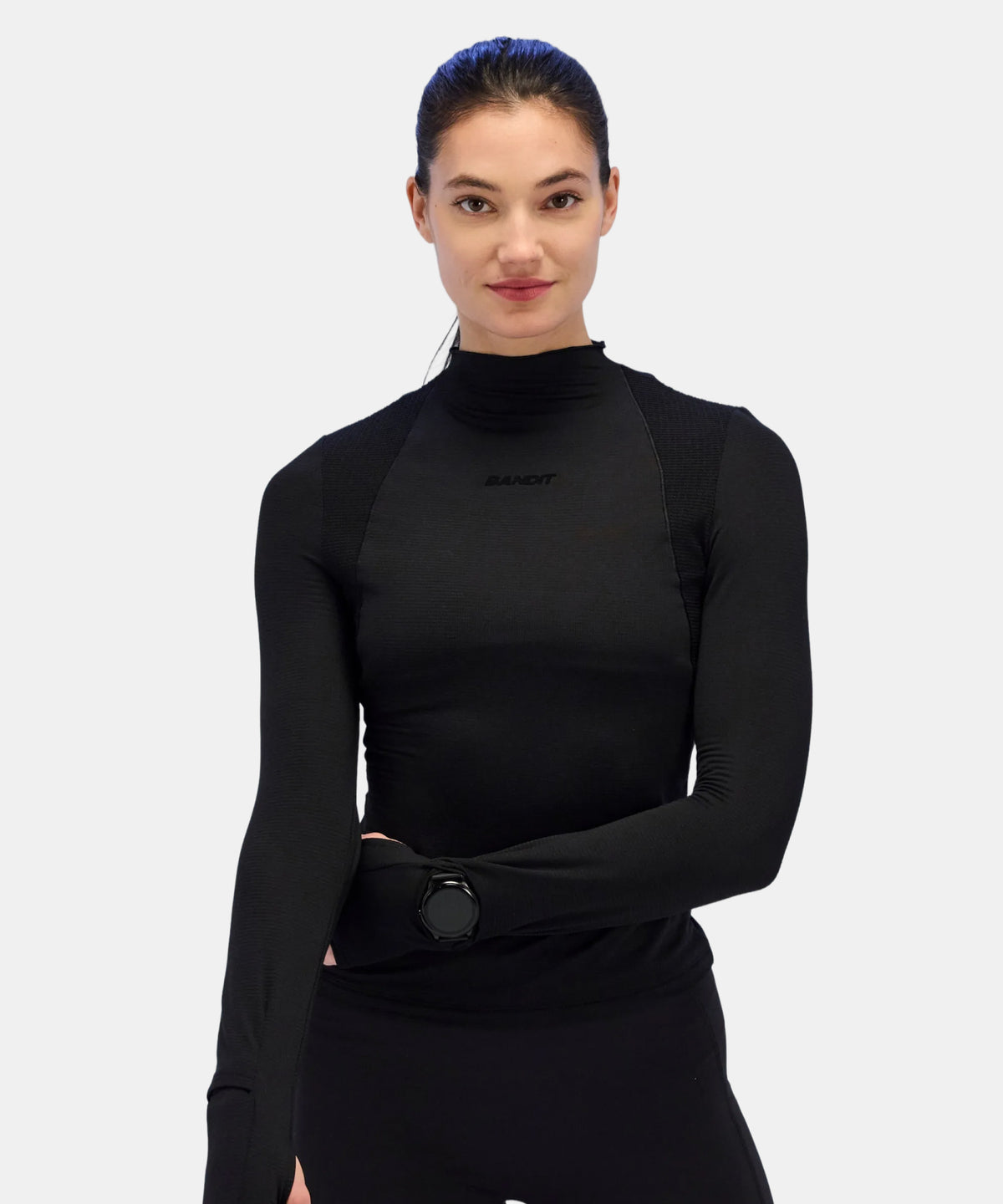 Women's AuraGrid™ Mockneck Performance Top - Black
