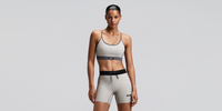 Thumbnail of Women's Striped Cadence™ Strappy Run Bra - Plaster / Slate