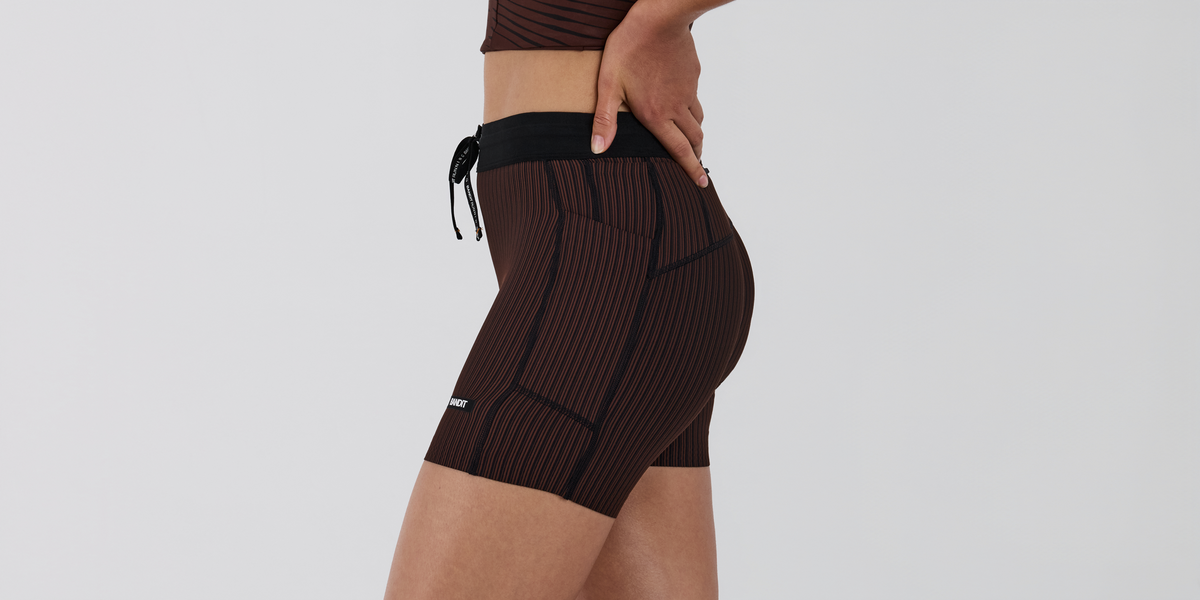 Women's Striped Cadence™ 5" Compression Shorts - Cacao / Black