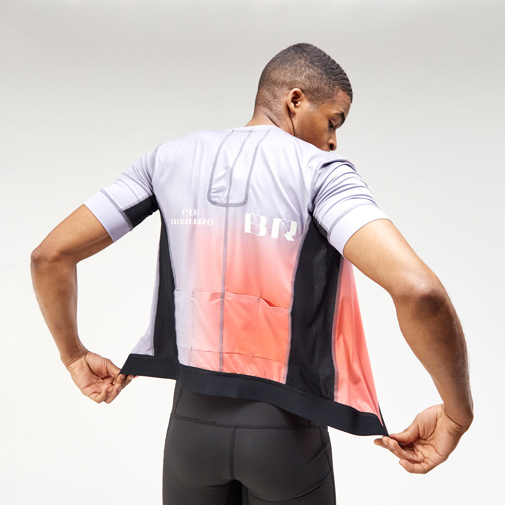 Ares Flex™ Men's Two-Way Zip Performance Tee - Silver Grey Print