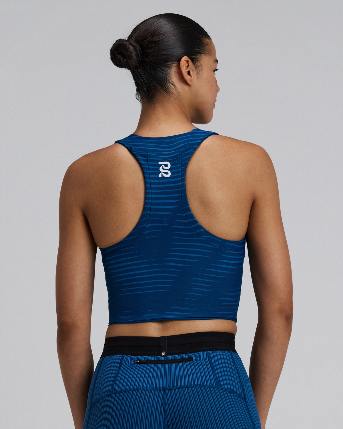 Women's Stamina™ Race Crop - Organic Stripe Ink Blue