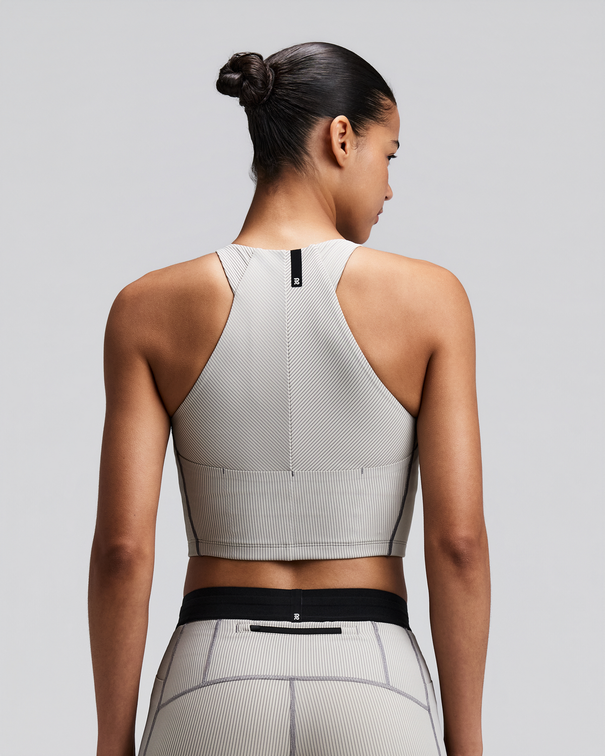 Women's Striped Cadence™ Zip Front Race Crop - Plaster / Slate
