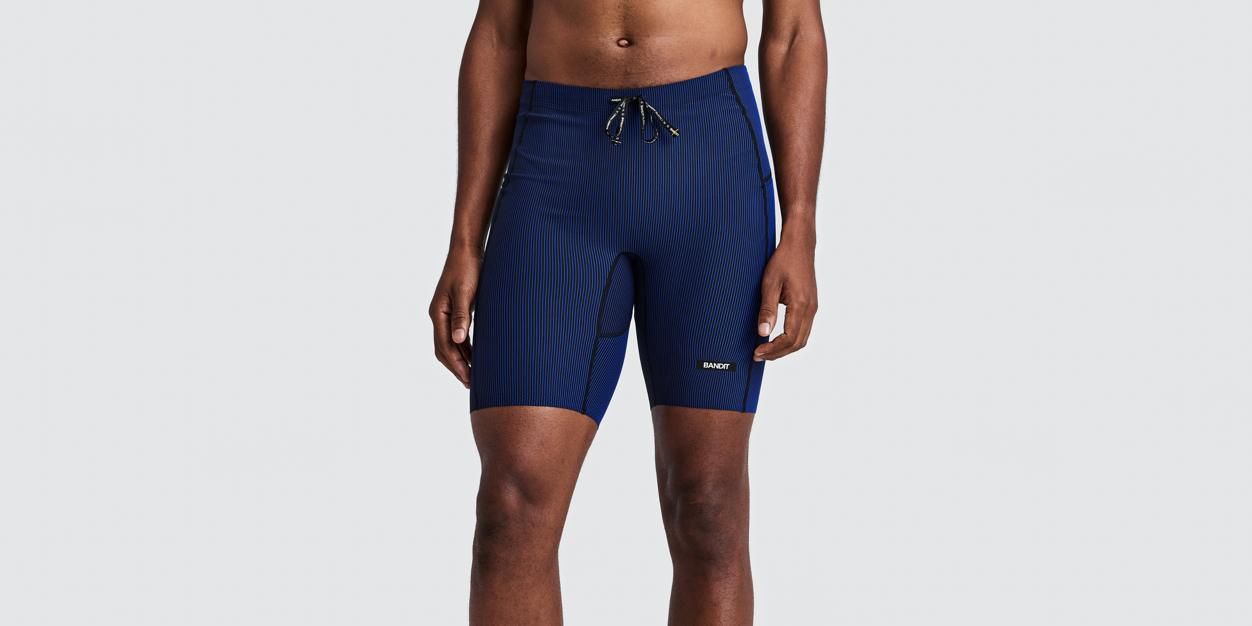 Men's Striped Cadence™ Half Tights - Black / Bauhaus Blue