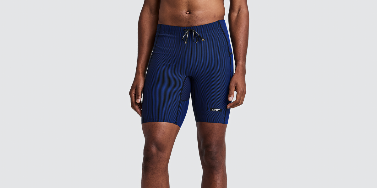 Men's Striped Cadence™ Half Tights - Black / Bauhaus Blue