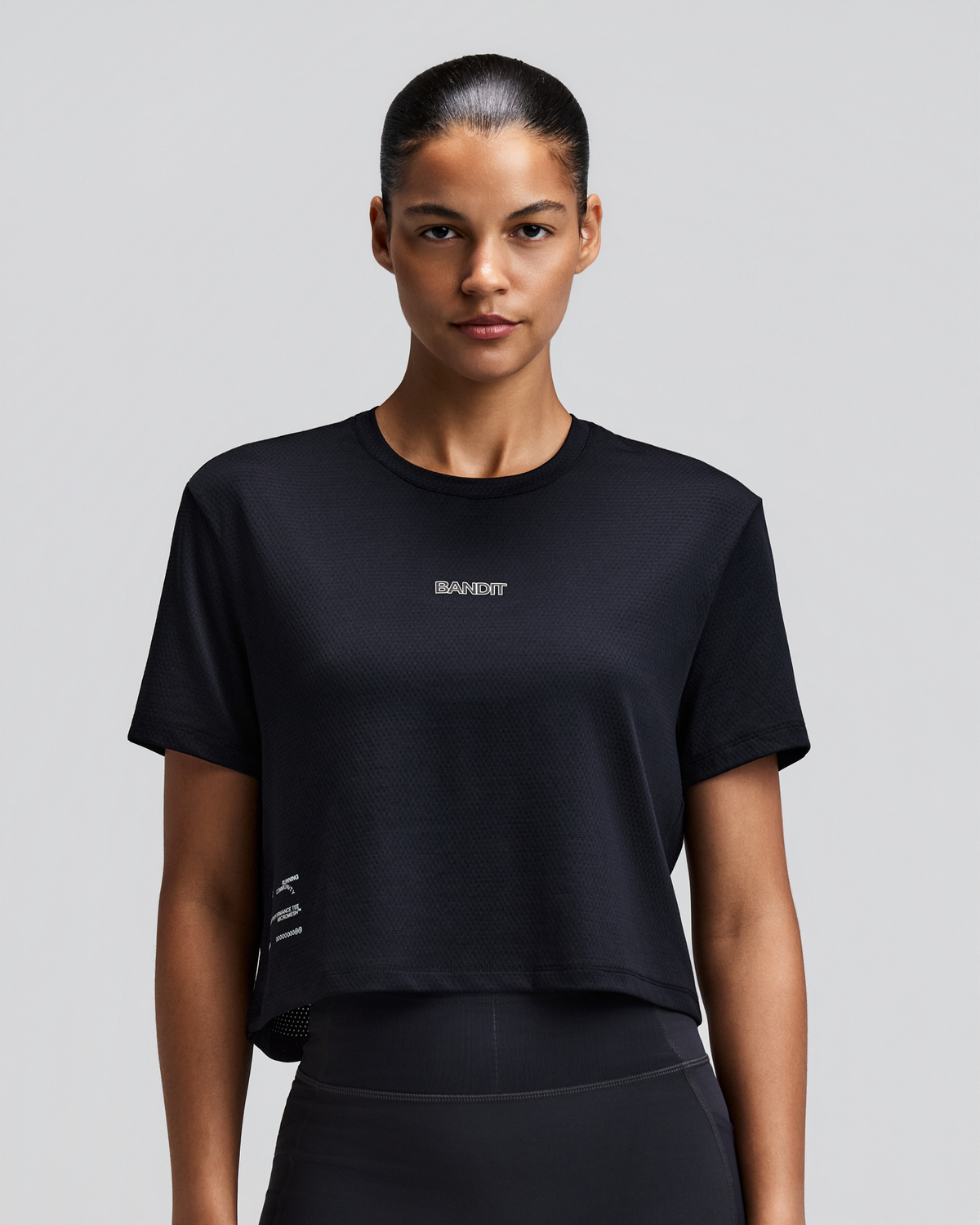 Women's Micromesh™ Cropped Run Tee - Black