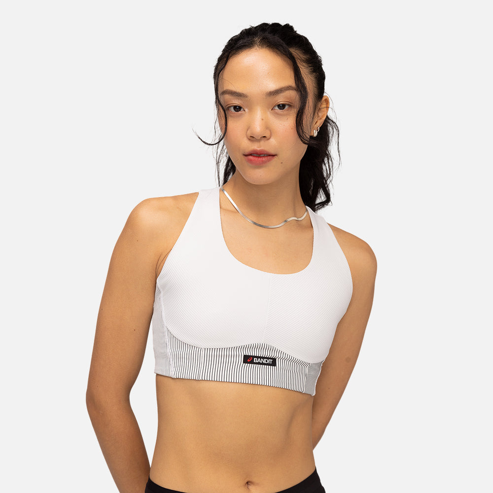 Cadence™ Corset Bra, White with Black - Bandit x ASICS