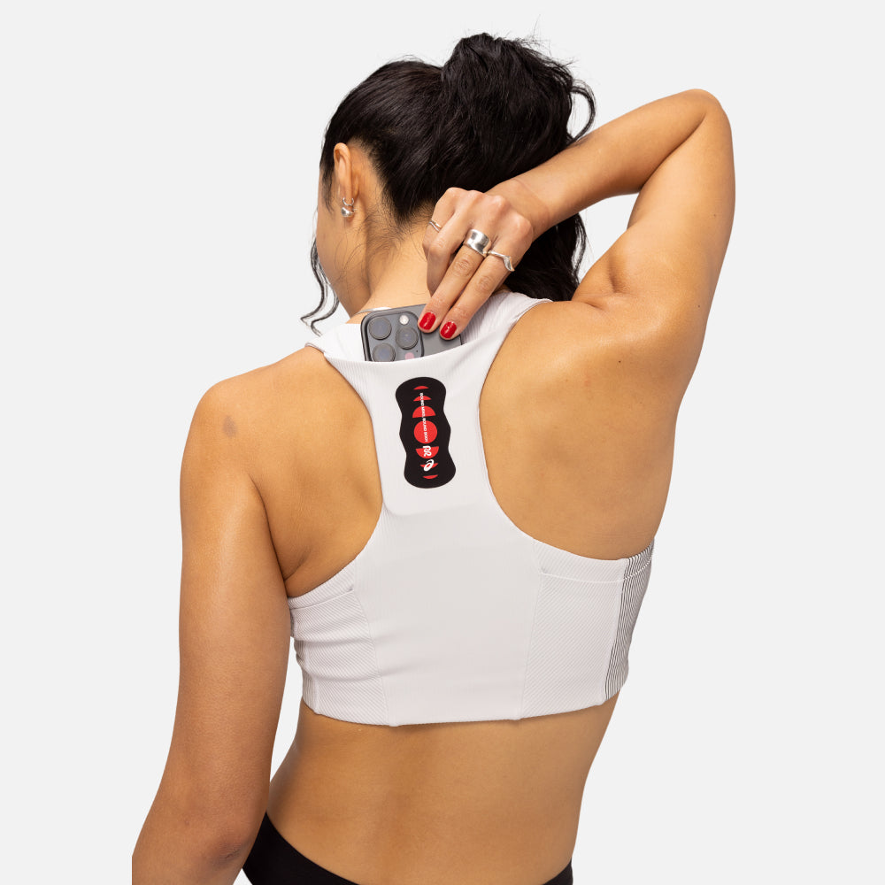 Cadence™ Corset Bra, White with Black - Bandit x ASICS