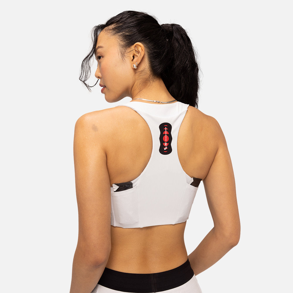 Cadence™ Corset Bra, White with Black - Bandit x ASICS