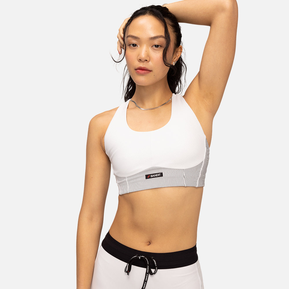 Cadence™ Corset Bra, White with Black - Bandit x ASICS