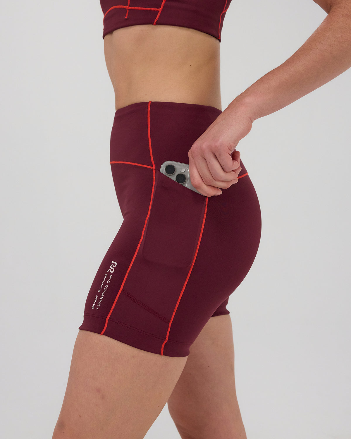 Women's Stamina™ 5" Pop Stitch™ High Waist Compression Short - Fig / Intense Red