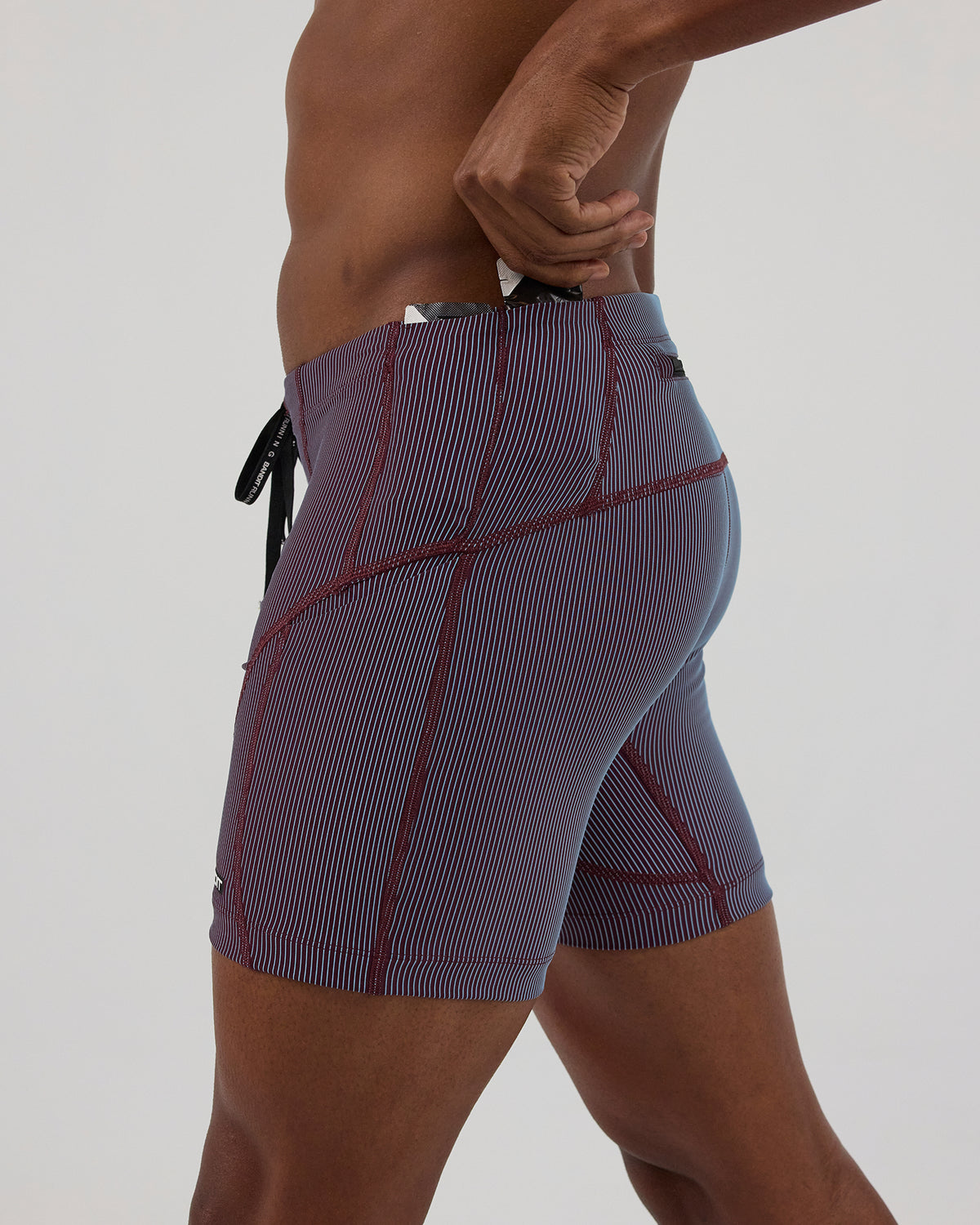 Striped Cadence™ 7 Pocket Quarter Tights - Fig / Vintage Blue