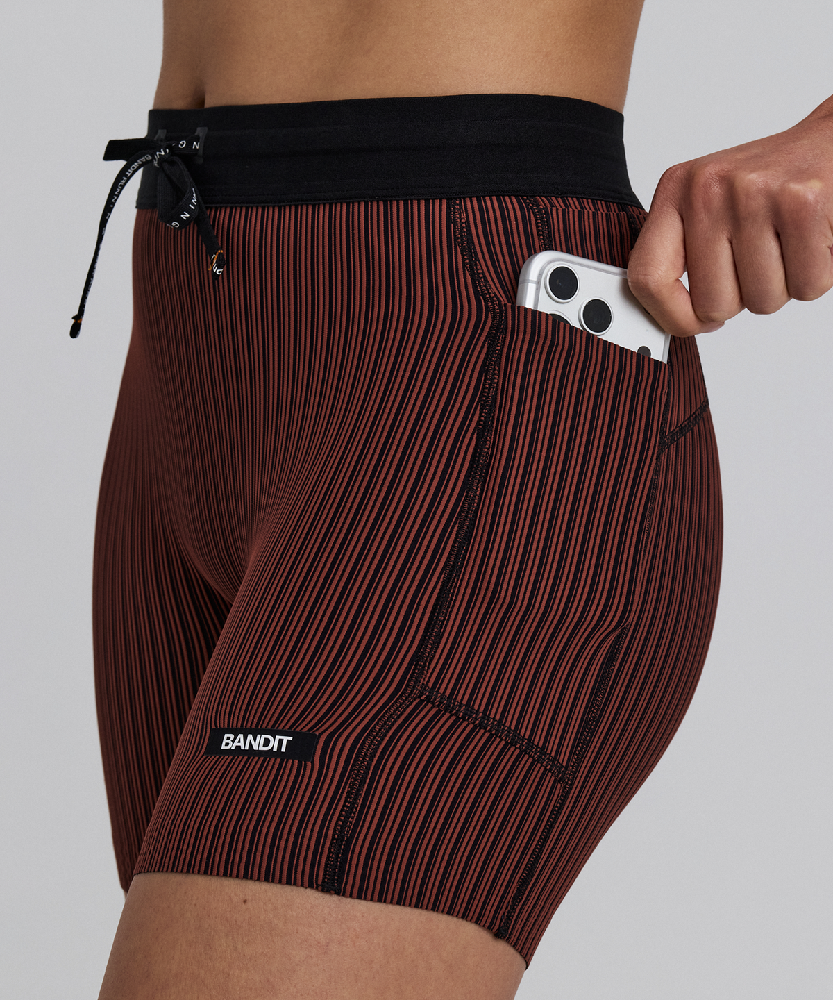Women's Striped Cadence™ 5" Compression Shorts - Mahogany / Black