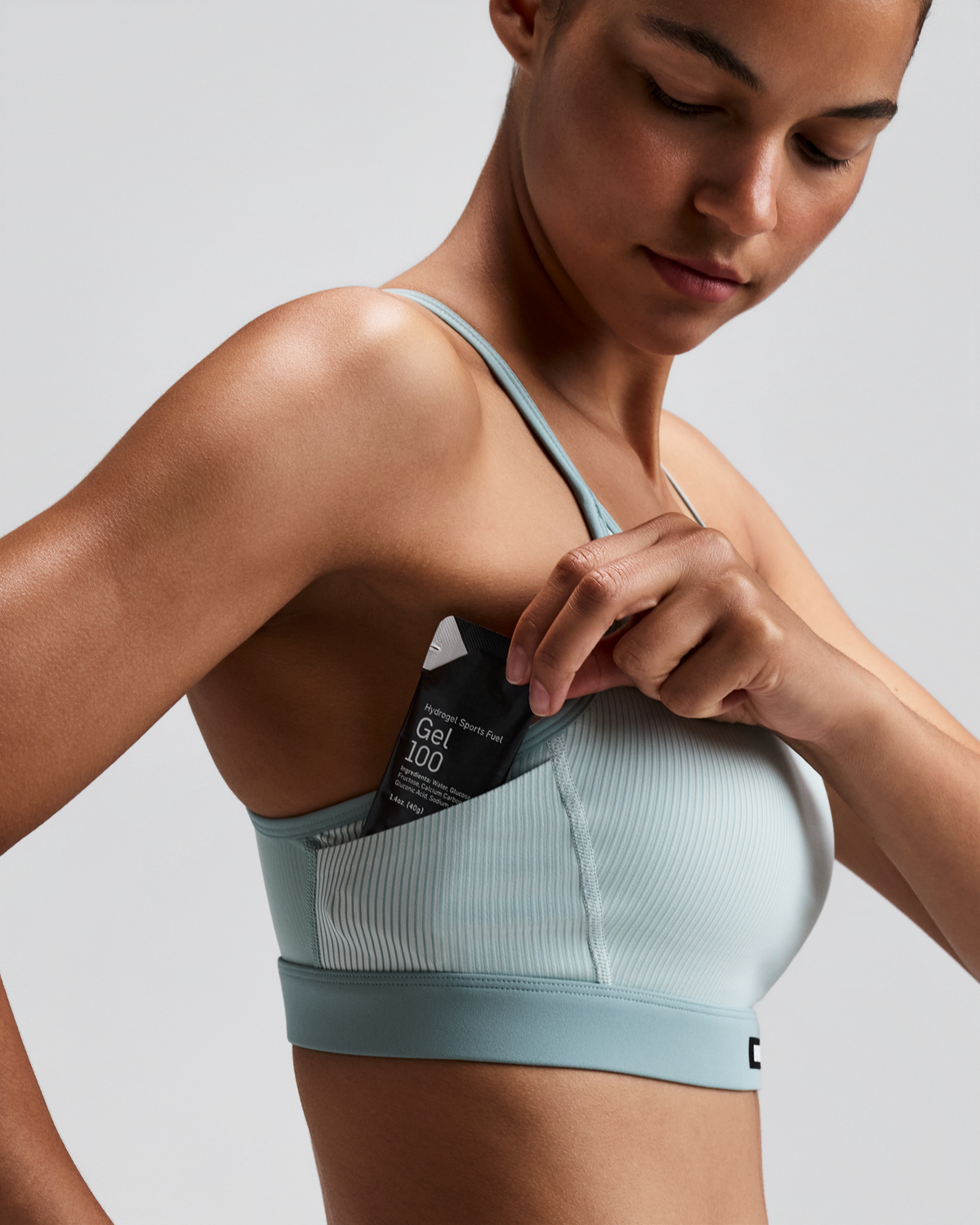 Women's Striped Cadence™ Strappy Run Bra - Mist / Lagoon