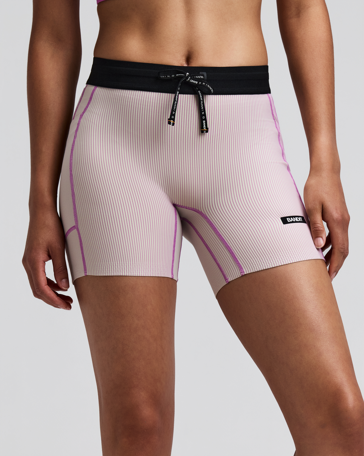 Women's Striped Cadence™ 5" Compression Shorts - Plaster / Orchid