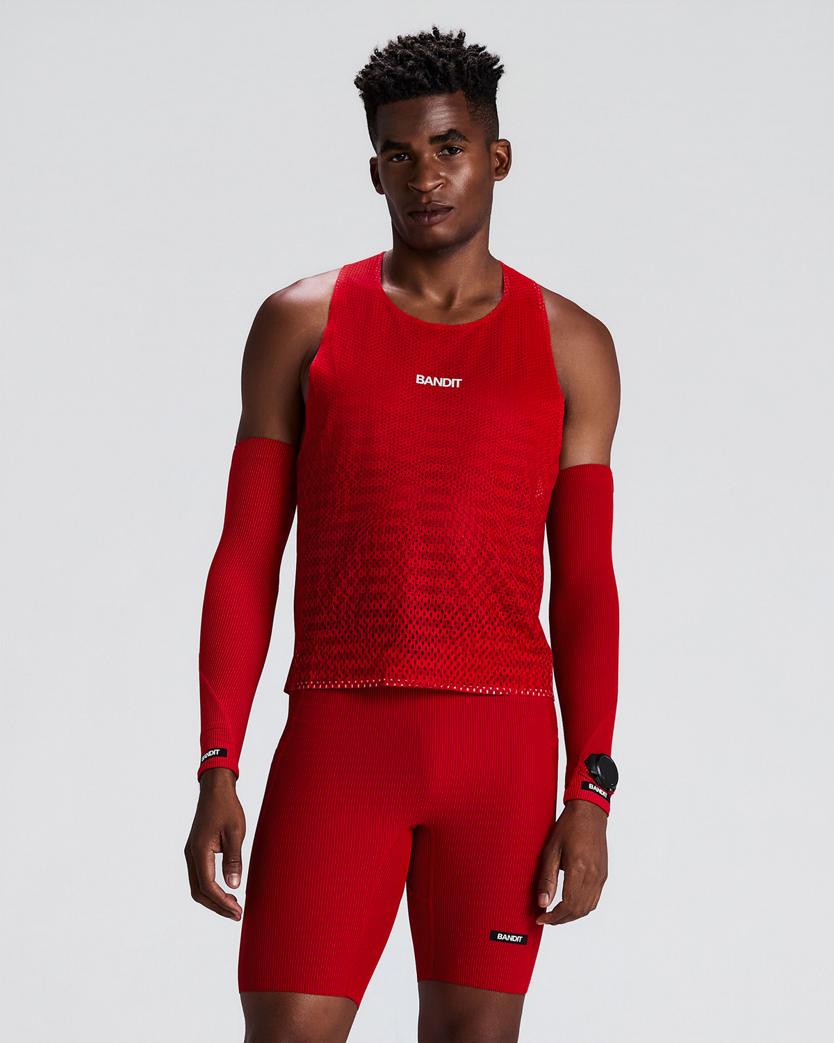 Striped Cadence™ Compression Sleeves - Oxide Red / Signal Red