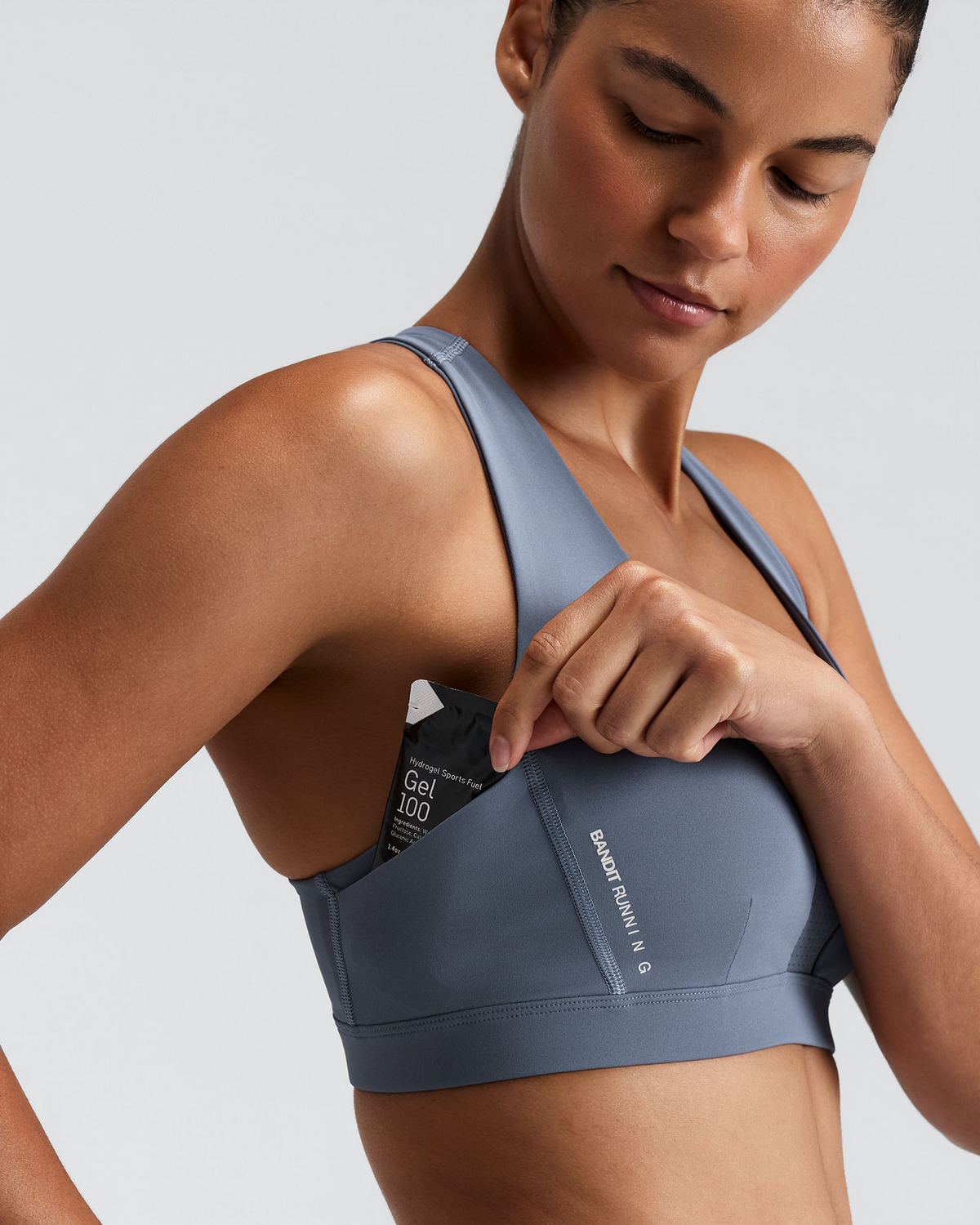 Women's Vanisher™ GeoMesh™ V-Neck Run Bra - Steel Horizon