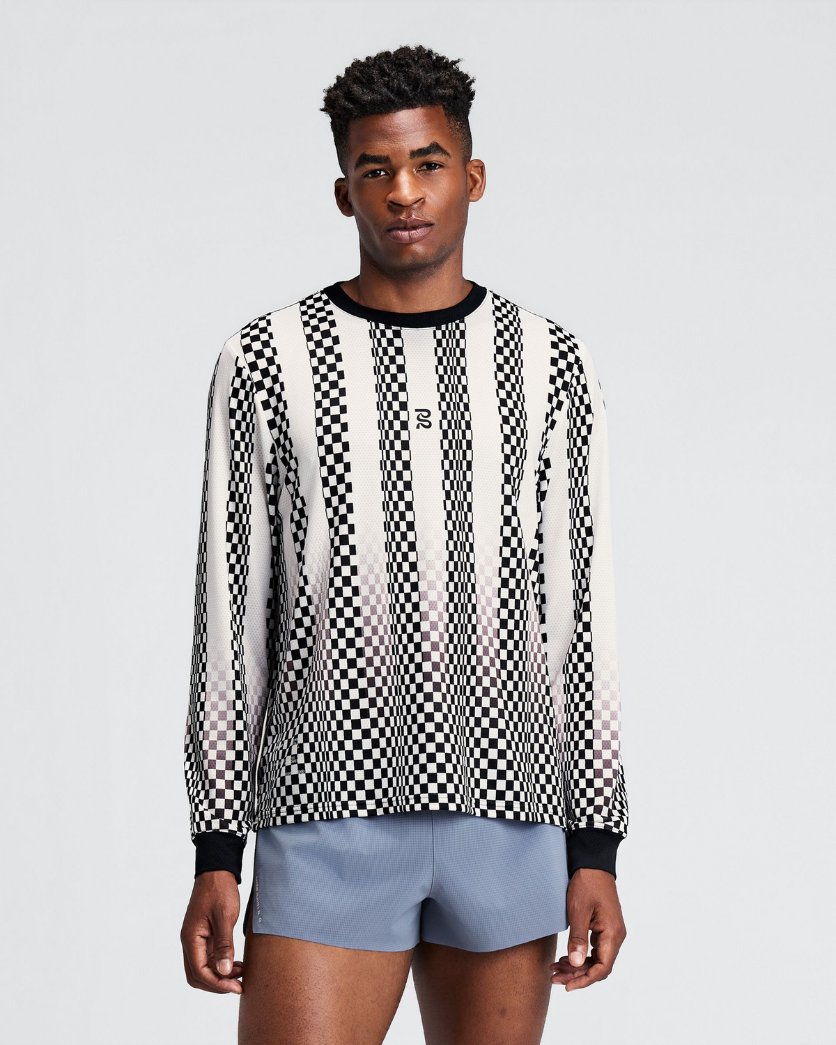 Men's Micromesh™ Long Sleeve - Checkerboard Stripe
