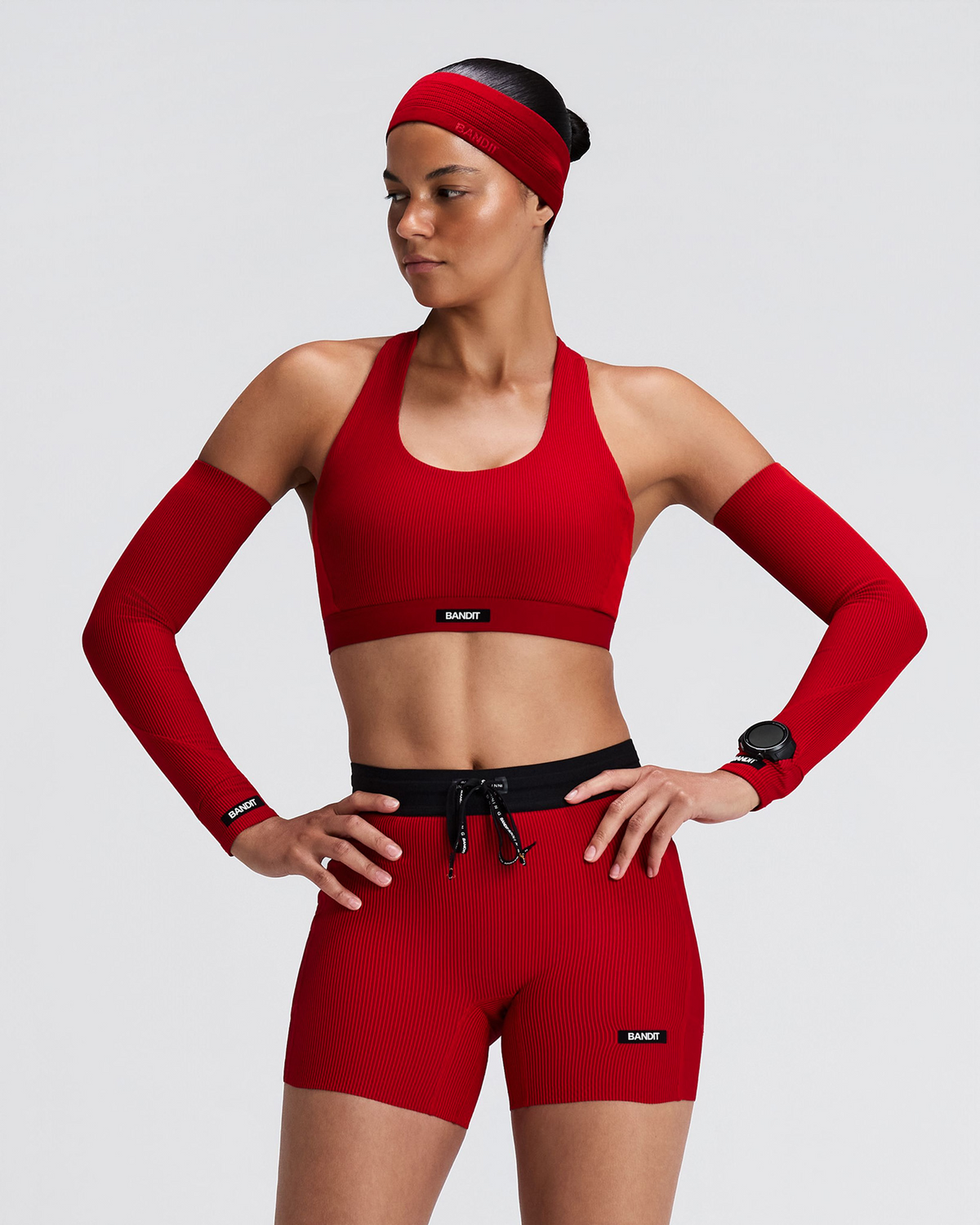 Striped Cadence™ Compression Sleeves - Oxide Red / Signal Red