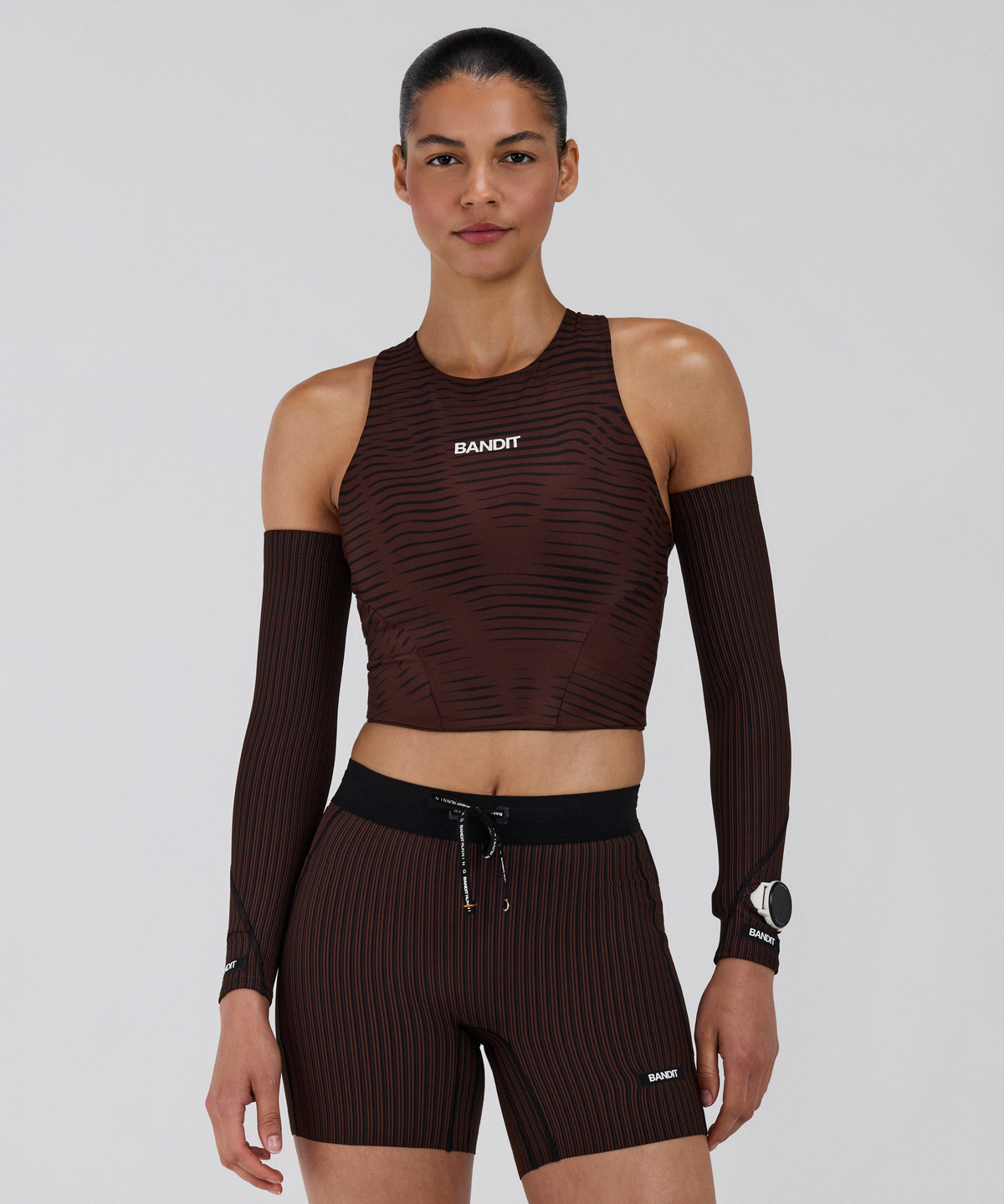 Striped Cadence™ Compression Sleeves - Cacao / Black