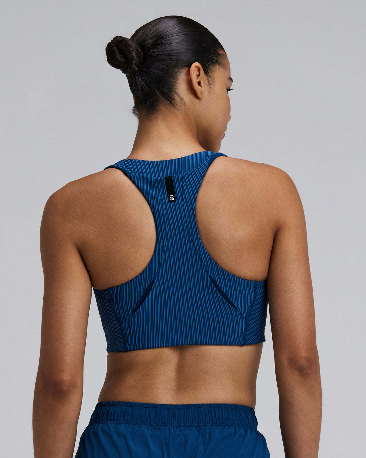 Women's Striped Cadence™ Longline Bra - Ink Blue / Aegean